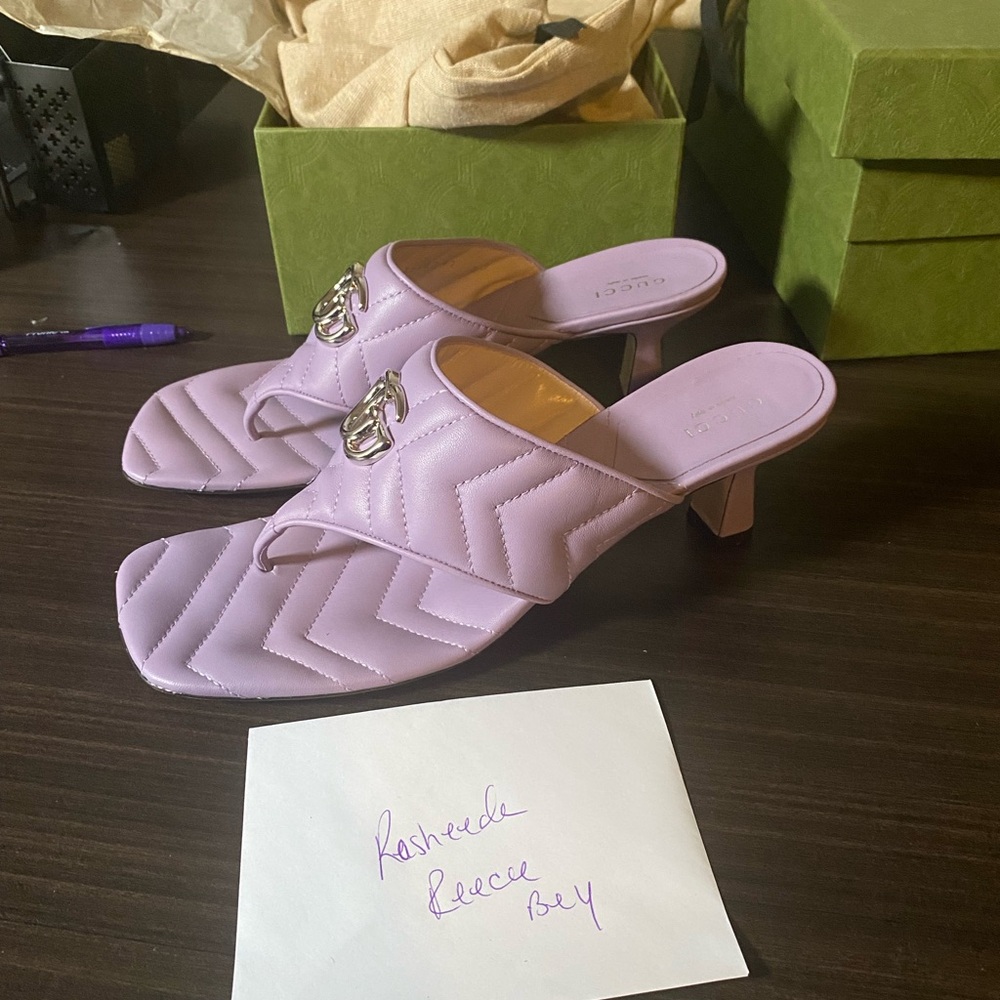 Gucci Women's Purple Slide Sandals - Picture 3 of 5